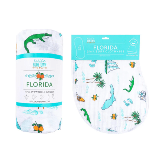 Gift Set: Florida Baby Muslin Swaddle & Burp Cloth – Little Hometown