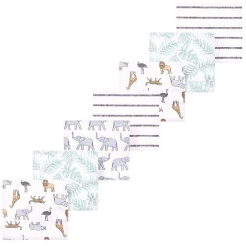 Luvable Friends Hudson Baby Cotton Poly Flannel Receiving Blankets 7pk, Safari Adventure