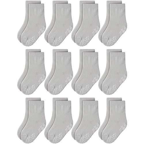 RATIVE Non Skid Anti Slip Crew Socks With Grips for Baby Infant Toddlers Kids Boys