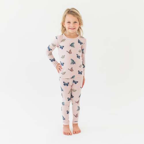 Long Sleeve Pajamas in Blush Butterfly