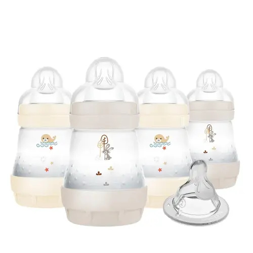 MAM 5oz Easy Start Anti-Colic Baby Bottles, Slow Flow with Bonus Medium Flow Nipple, Reduces Colic, Gas, & Reflux, Easy-to-Clean, BPA-Free, Baby Bottles for Newborns, 0-3 Months