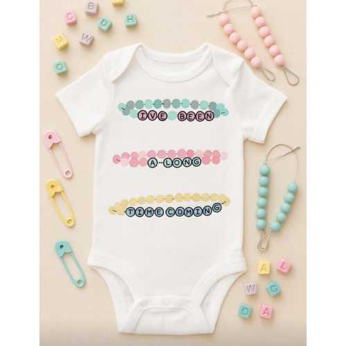 Little Eras Baby Bodysuit featuring Friendship Bracelets: I’ve Been A Long Time Coming