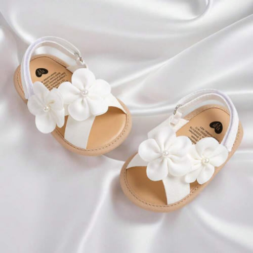Infant Girls Sandals Summer Shoes Outdoor First Walker Toddler Girls Shoes For Summer Elegant White