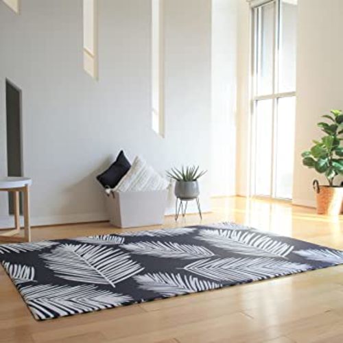 Cushmat Stylish Reversible Foam Play Mat (Large, Palm Ocean - Black Diamonds) - Soft, Waterproof, Durable Play mat for Infants, Babies, Toddler, Kids & Grownup - 6.5ft x 4.5ft