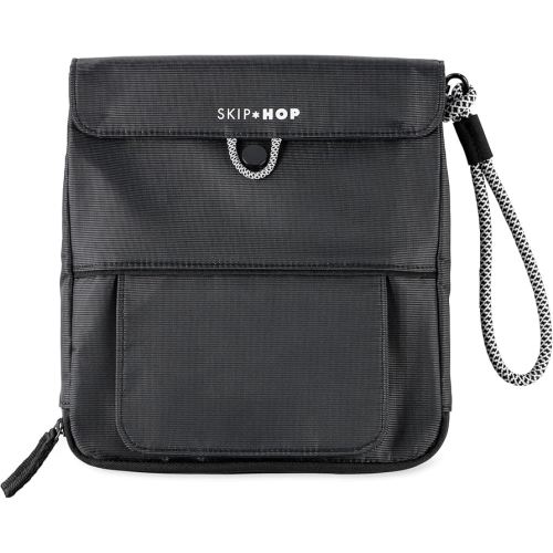 Skip Hop Travel Baby Changing Pad with Easy-Clean Surface, Wipes Pocket, Diaper Storage, Disposable Bag Dispenser and Magnetic Wipes Pocket, Clean Slate, Black