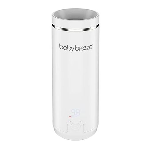 Baby Brezza Portable Warmer – 3X Faster Baby Bottle Warming - Travel Breastmilk and Formula Warmer - Safe, Even Heating - Up to 9oz - No Adapters, White