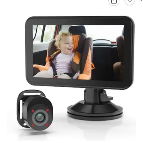 Rexing - BC500 In-Car Baby Cam with Monitor – HD 1080p & Infrared Night Vision - Black