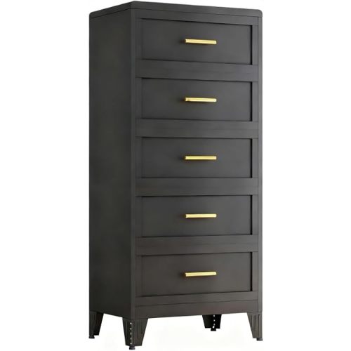 5 Drawers Dresser for Bedroom, 53.46" Tall Metal Dressers & Chest of Drawer Curved Corner Design, Storage Organizer Drawer Chest with Large Capacity for Living Room, Entryway, Hallway, Black