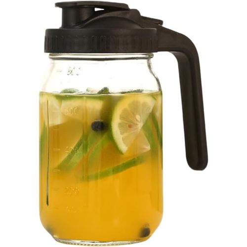 GIOD Glass Drink Jug with Handle & Lid, Mason Jars Pitcher, 32oz