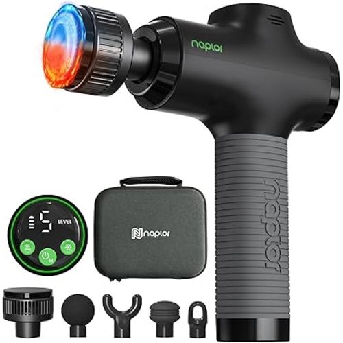 Massage Gun with Heat and Cold - [2026 Upgraded] Deep Tissue Percussion Massager, FSA Eligible Quiet Powerful Massager Gun for Pain Relief, LED Display, 5 Speeds, Carrying Case, HSA Approved