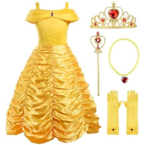 ReliBeauty Little Girls Princess Costume Dress up with Accessories, Yellow