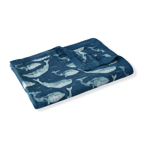 Blue Whale Big Lovey Three-Layer Muslin Blanket