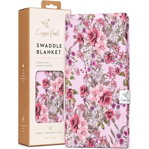 Copper Pearl Swaddle Blankets for Newborns | Soft Stretchy Receiving Blankets for Boys and Girls | Large 46 x 46 Inch Baby Blankets | Lightweight and Breathable Swaddles | Deborah