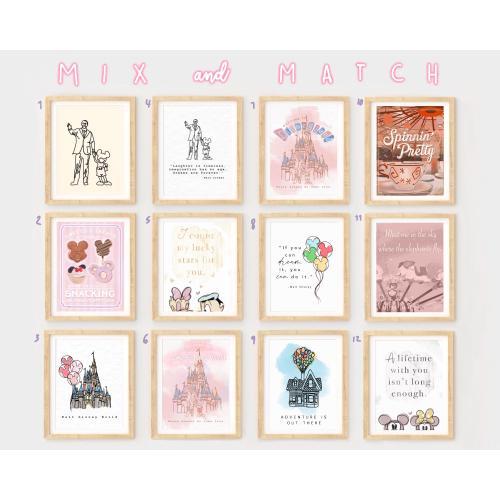 Dcp MIX & MATCH - PACK of magical prints, park treats, fantasy decor, Wdw, Mickey Prints, magical Print Set, Dcp Room, never grow up, Dcp
