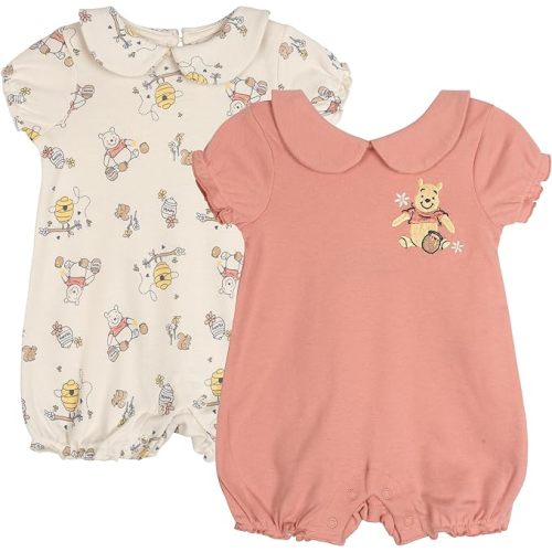 Disney Baby Girls 2 Pack Rompers Newborn to Infant Sizes (Newborn - 24 Months)