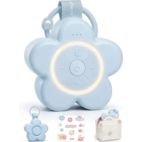 Mewaii Portable White Noise Sound Machine Baby | 25 Soothing Sounds | Rechargeable Travel Sound Machine for Kids with Night Light | Newborn Essentials Shower Gift | Nursery, Home, Sleep Aid (Blue)