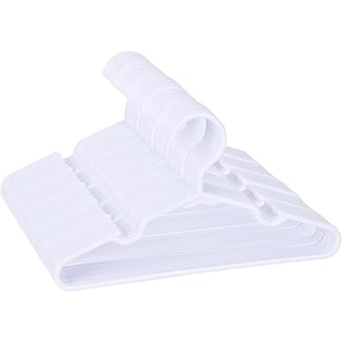 50 Pack White Kids Hangers 11.6 Inch - Baby Clothes Hangers for Toddler & Child, Durable Plastic Children's Hangers for Closet, Pants, Coats, Skirts (Non-Slip, Space-Saving)
