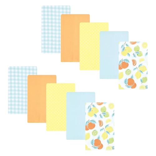 Hudson Baby Unisex Baby Flannel Burp Cloth 10pk, Citrus Mint, One Size
