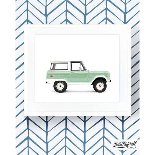 Car Series - Sage Green Classic Bronco – Leslee Mitchell Art