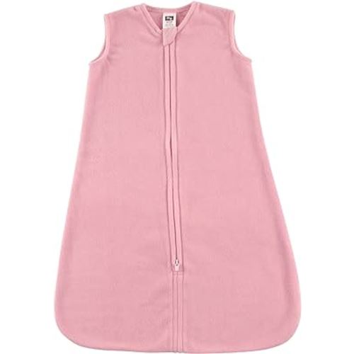 Hudson Baby Unisex Baby Plush Sleeping Bag, Sack, Blanket, Solid Light Pink Fleece, 0-6 Months