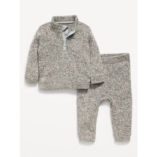 Sweater-Fleece Half-Zip and Pants Set for Baby