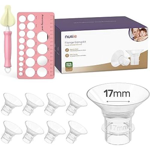 Nuliie 8PCS Silicone Flanges Insert Replacement Kit, Flange Sizing Kit 17mm for 24mm Flange/Shield Breast Pumps, Pumping Essential Kit for Moms