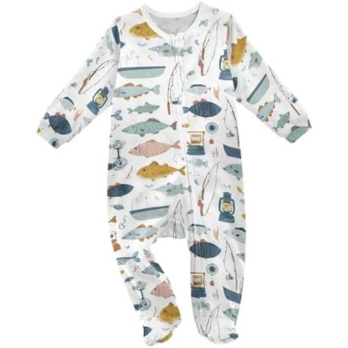 Dussdil Baby One-Piece Footies Newborn Rompers Pajamas Cotton Footed Pjs for Sleep Play Boys Girls