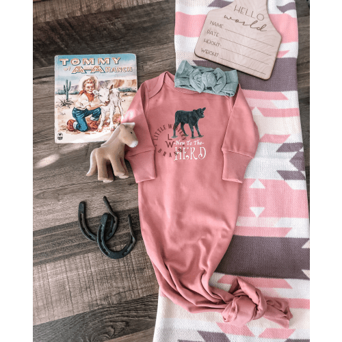 New To The Herd Infant Gown Angus Calf - Rose