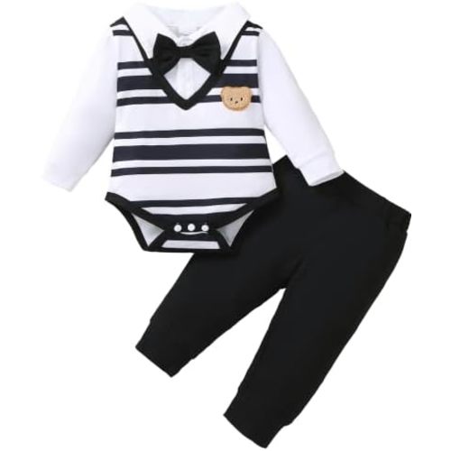 Jecson Baby Boy Clothes Newborn Boy Clothes Gentleman Bodysuit Pants Set