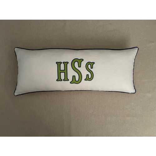 Monogram Linen Lumbar Pillow Cover/Personalized Applique Name Cushion