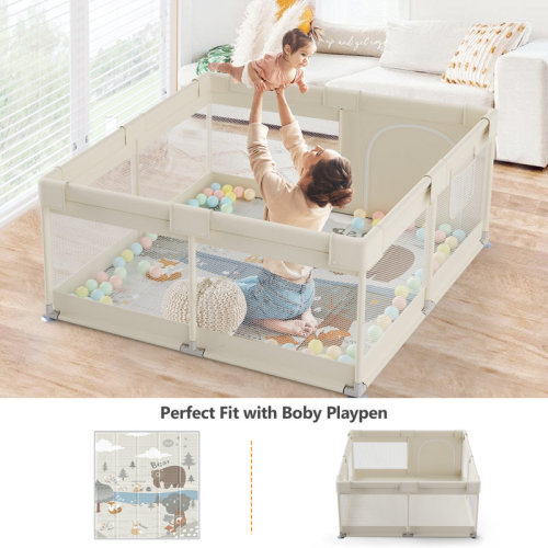 Pkinoicy 47x47inch Play Pen With Mat For Babies And Toddlers, Playpen With Mat, Baby Playpen With Mat, Mall Baby Playpen With Mat & Reviews | Wayfair