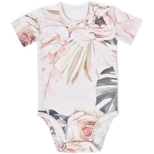 Oilo 3-6 Month Summer Baby Bodysuit, Soft Turkish Cotton Stretch Jersey, Machine Washable, Double Snap Top Triple Snap Bottom