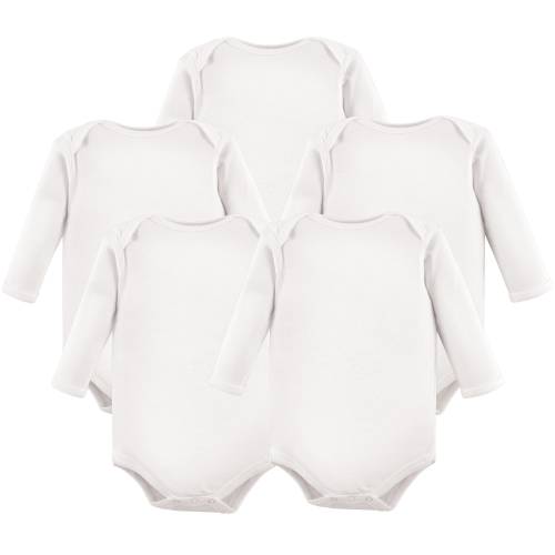 Hudson Baby Cotton Long-Sleeve Bodysuits 5pk, White
