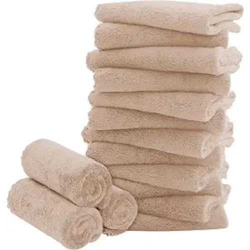 16 Pack Baby Washcloths - 10x10 Inch, Coral Fleece - Extra Absorbent and Soft Wash Clothes for Newborns, Infants and Toddlers - Suitable for Sensitive Skin and New Born - Baby Shower - Brown