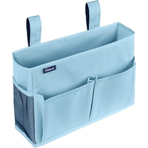 Surblue Bedside Caddy Hanging Organizer Bedside Storage Bag for Bunk and Hospital Beds (Small, Skyblue)