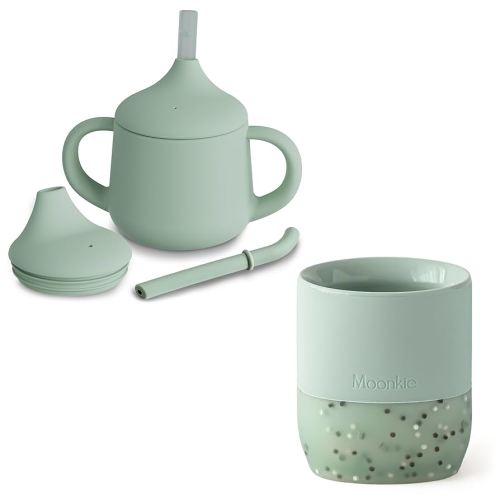 Moonkie Baby Cups Set | 4 Months+ Baby Cup + Infant Water Cup | Baby Open Cup & Silicone Toddler Cup for Self-Feeding