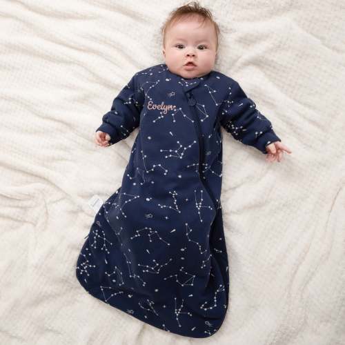 All Season Long Sleeve Sleep Sack 1.0 TOG - Organic Cotton & Camel Wool - Constellation