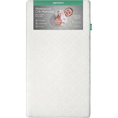 Newton Baby Waterproof Crib Mattress and Toddler Bed - Ultra-Breathable Proven to Reduce Suffocation Risk, Washable Core & Cover, 2-Stage, Deluxe 5.5" Thick - White