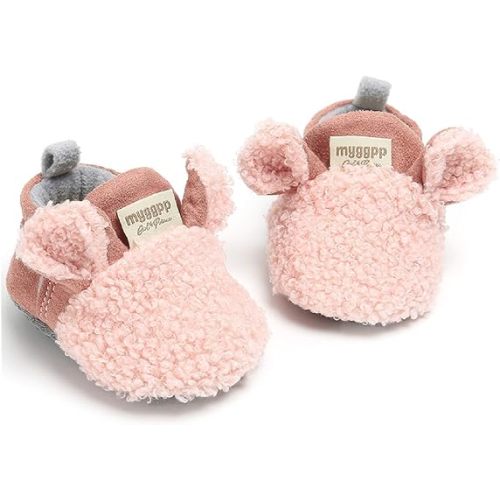 RVROVIC Baby Boys Girls Cozy Fleece Boots with Non Skid Bottom Warm Winter Socks Slippers