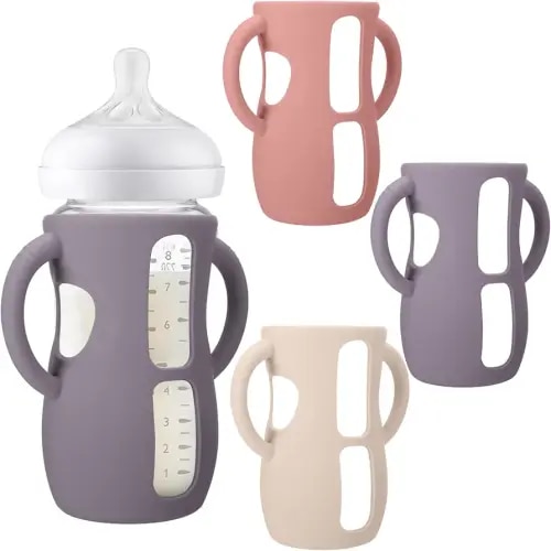 BUSOHA 3 Pack Silicone Sleeves for Avent Baby Bottles - Drop Protection Baby Bottle Sleeves with Handle for Avent Natural Baby Bottles,8 Ounce