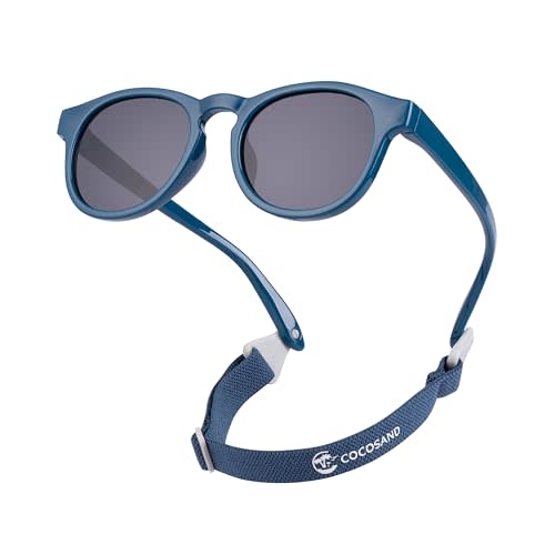 COCOSAND Baby Toddler Sunglasses with Strap Polarized Flexible Round Frame for Newborn Infant Kids Boy Girl Age 0-6 Years Old
