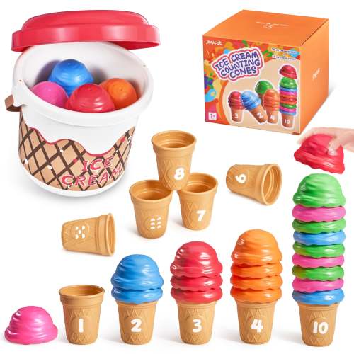 Ice Cream Counting & Color Sorting Set – Numbered Cones 1-10 & Sensory Math Manipulatives