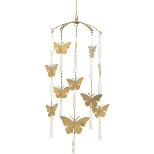 Crane Baby Handcrafted Brass Ceiling Hanging Mobile for Nursery, Butterfly Nursery Decor for Girl, 6"x 6" x 36", Baby Girl Nursery Decor, Butterfly Mobile
