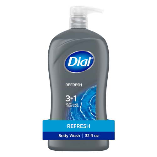 Dial Refresh 3-in-1 Men's Body Wash for Body, Hair & Face, Blue Sage Scent, 32 fl oz