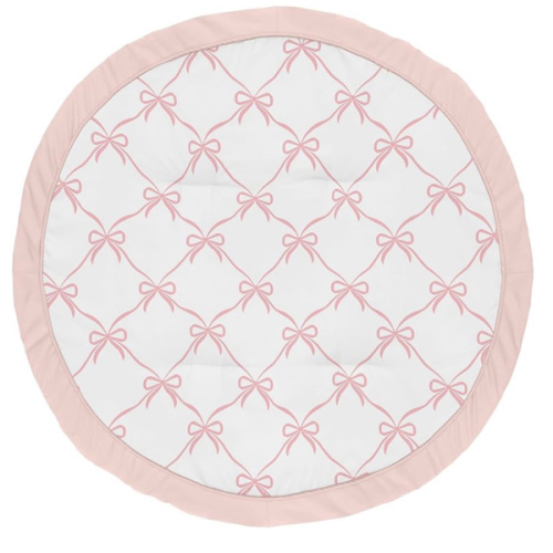 Sweet Jojo Designs Baby Play Mat (Pink Bows) for Girls, Infant, Toddler Tummy Time Activity Floor Playmat (Blush and White Bow for The Ballerina, Ballet Dancer, Princess Collection)