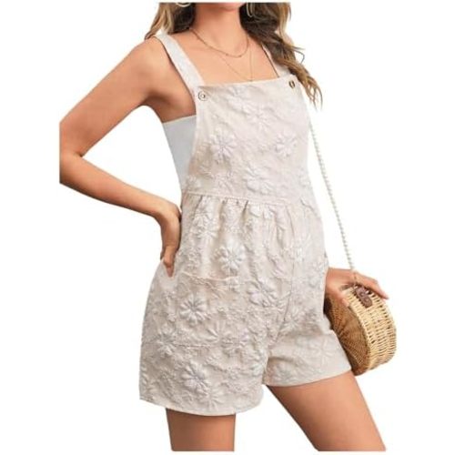 SOLY HUX Women's Maternity Jumpsuits Floral Overall Shorts Pregnancy Summer Vacation Rompers with Pocket