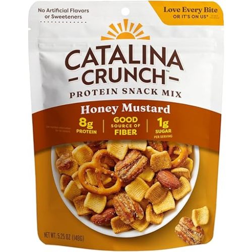Catalina Crunch Protein Snack Mix - 8g Protein, 1g Sugar per Serving - Good Source of Fiber, Keto, Gluten Free - Honey Mustard, 5.25 Ounce Bag (Pack of 1)
