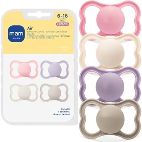 MAM Air Pacifier 6-16 Months, Extra Air Flow for Sensitive Skin, 4 Pack