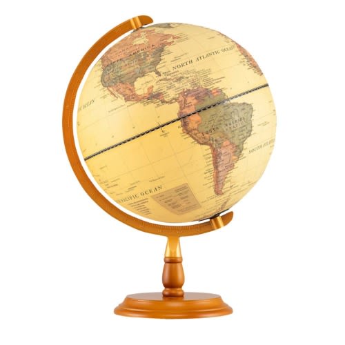 12-in Antique Illuminated World Globe Night Lamp with Wooden Stand