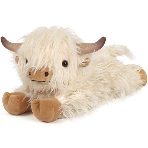 Highland Cow Stuffed Animals, Microwavable Stuffed Animal Adorable Fluffy Highland Cow Plush for Warmth Comfort, Heatable Coolable Lavender Scent Toy, Cute Soft Plushies Gift for Kid Boy Girl & Adult